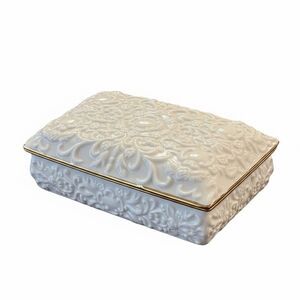 Vintage Centurion Collection Ivory Cream Porcelain Trinket Jewelry Box